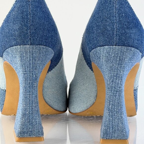 Vince Camuto Patchwork Denim Flare Heel Pumps 4" Classic Pointed Toe 9.5M - Picture 4 of 10